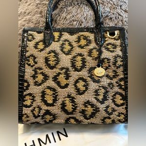 Like New Brahmin Leopard Caroline Satchel. Worn once. Ready for shipping!